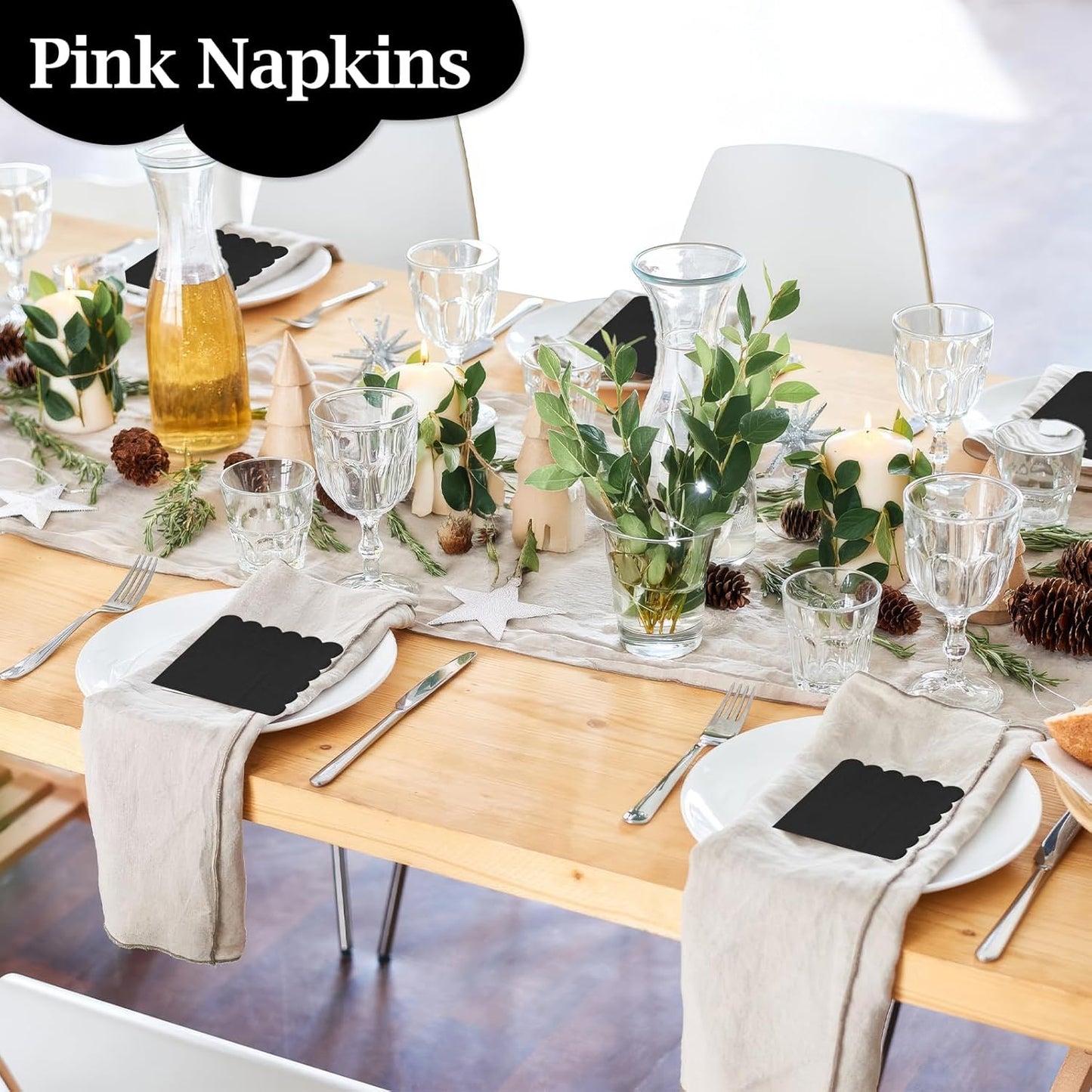 100 Pcs Cocktail Napkins, 2-Ply 5 x 5 Inches Disposable Scalloped Napkins, Thick Premium Dessert Napkins for Party, Wedding, Dinner, Birthday, Anniversary, Festival (Sage Green)