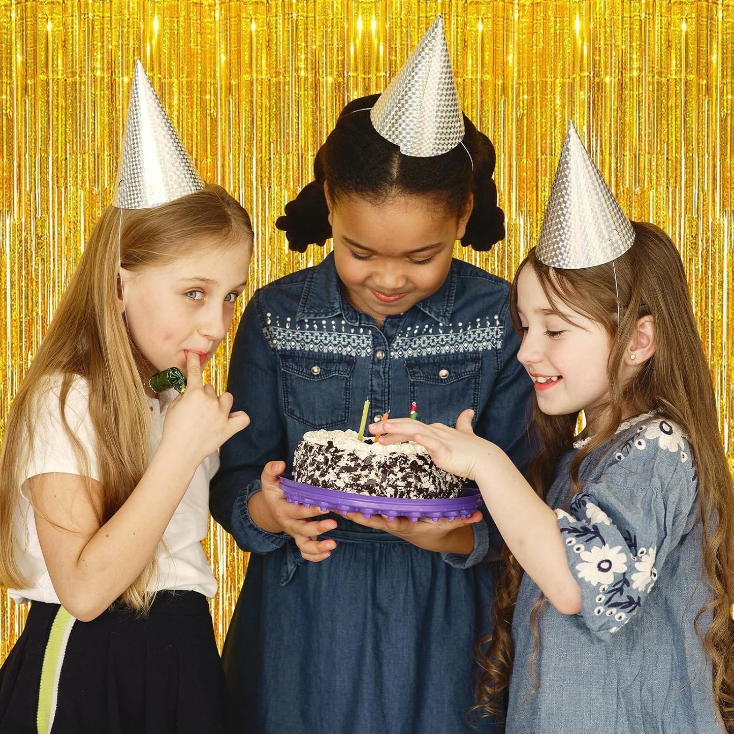 10 Pack Silver Backdrop Curtain 3.2ft x 8.2ft Metallic Tinsel Foil Fringe Curtains Photo Booth Background for Birthday Party Decoration Baby Shower Engagement Wedding Christmas Decoration (Silver)