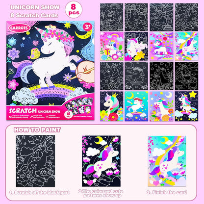BAOXUE Scratch Art for Kids, Mermaids Black Rainbow Scratch Paper Set-Arts And Crafts & Supplies, DIY Activity & Party Games, Mermaid Toys Gifts for Toddlers, Girls