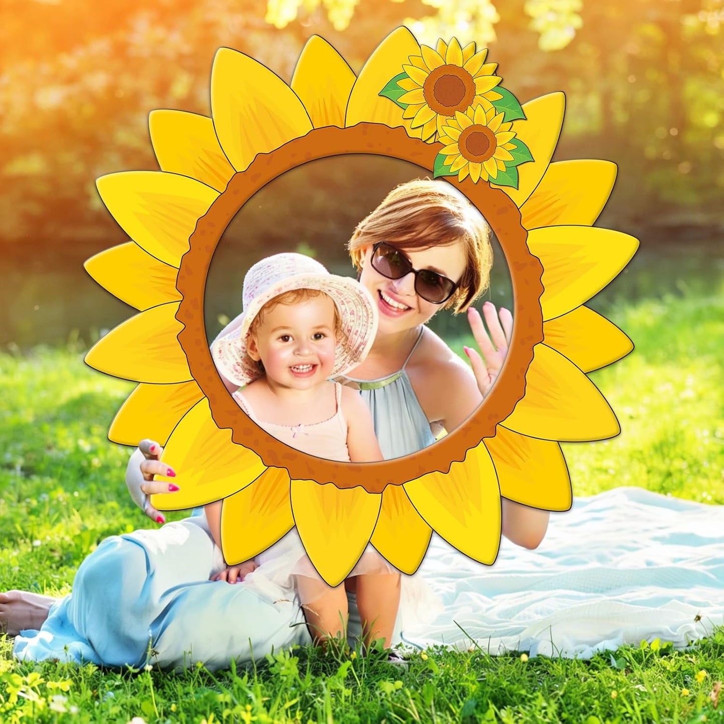 Sunflower Photo Booth Props Sunflower Birthday Party Decorations 26 Inch Large Yellow Flower Selfie Frame Floral Photo Booth Frame Selfie Props Accessories for Birthday Baby Shower Party Supplies