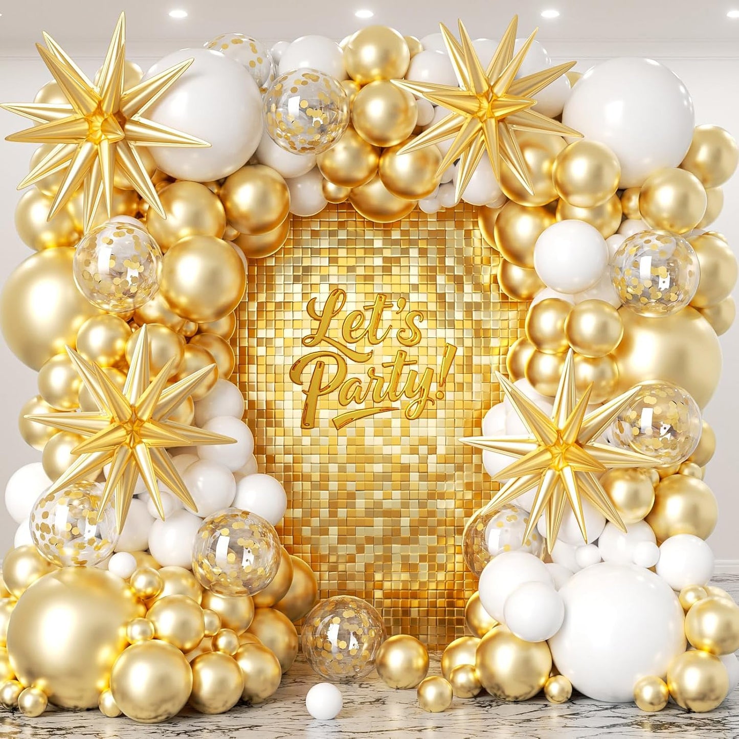 153Pcs Black and Silver White Balloon Garland Arch Kit with Stars, 22 18 12 10 5 inch Disco Ball Balloons Black White Metallic Silver Confetti Balloon for Birthday Graduation Party Decorations
