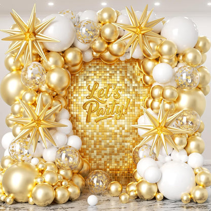 153Pcs Black and Silver White Balloon Garland Arch Kit with Stars, 22 18 12 10 5 inch Disco Ball Balloons Black White Metallic Silver Confetti Balloon for Birthday Graduation Party Decorations