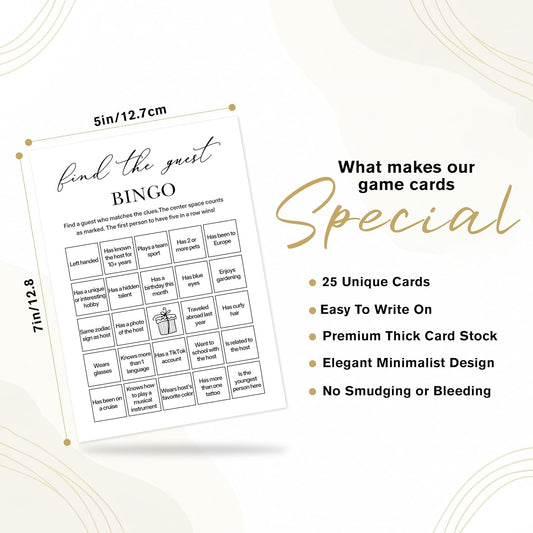 Birthday Bingo Game Cards, 25 Unique Sheets, Adult Birthday Party Games, Icebreaker Fun for Guests, Engaging Bingo Game for Adults, Party Entertainment Activity