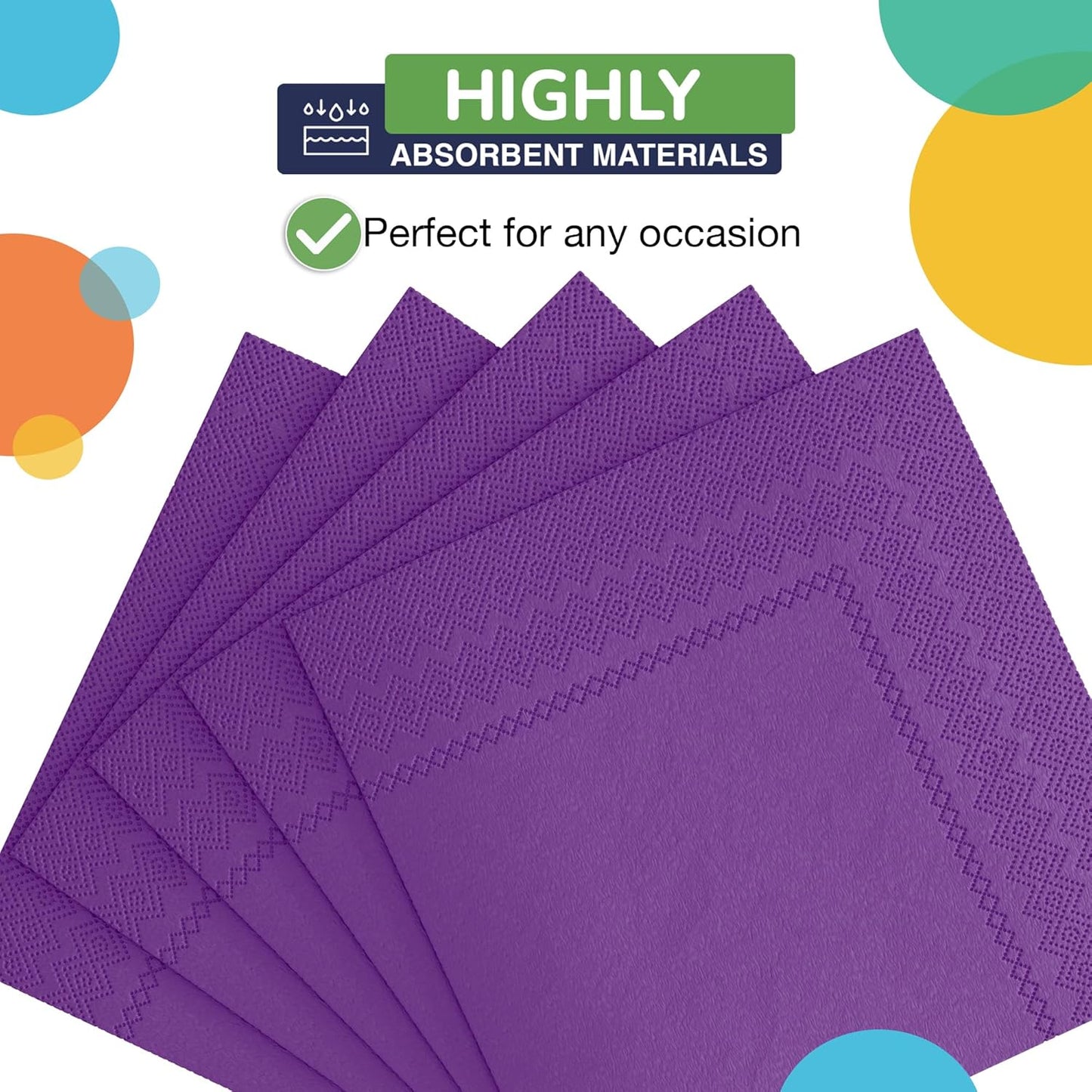 Party Solids Purple Paper Napkins Disposable Everyday 50 Pcs 2 Ply Purple Dinner Napkins Paper Everyday For Parties & Party Supplies