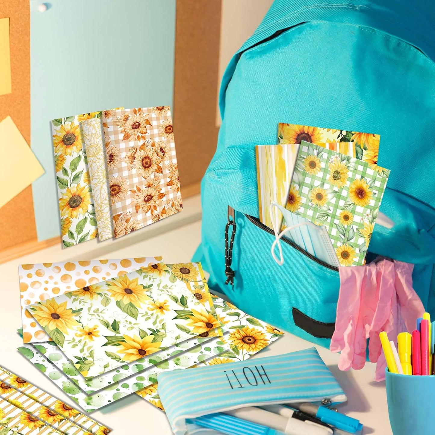 24 Pieces Sunflower Themed Small Pocket Notebook Journals Bulk 12 Distinct Yellow Floral Designs Lined Inner Pages Mini Memo Notepads for Home Office Stationery Supplies Sunflower Party Favors