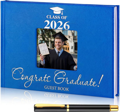 Geyoga 2026 Graduation Guest Book with Pen, 144 Pages Class of 2026 Graduation Party Guest Sign in Book Memory Scrapbook for High School Senior Nights College Grad Gifts, 6 x 8 Inch(Black)