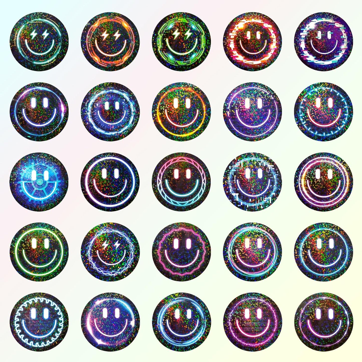 50PCS Smiling Stickers, Cute Water Bottle Stickers for Kids, for Teaching Rewards, Notebooks, Stationery, Luggage, Cartoon PVC Happy Stickers