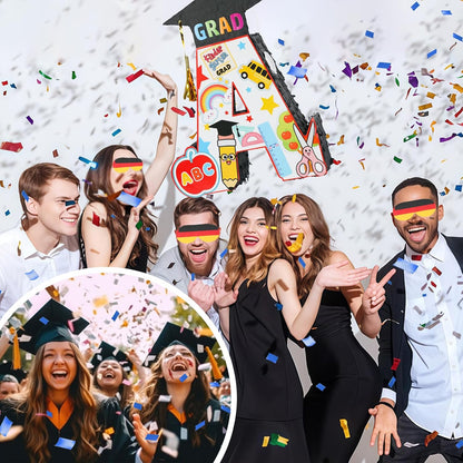 2026 Graduation Piñata with Stick,Blindfold,Confetti - 15.8 Inch Congrats Grad Cap Piñata Yellow End of Year Piñata Party Decoration for Kindergarten School Elementary College Games (Style 2)