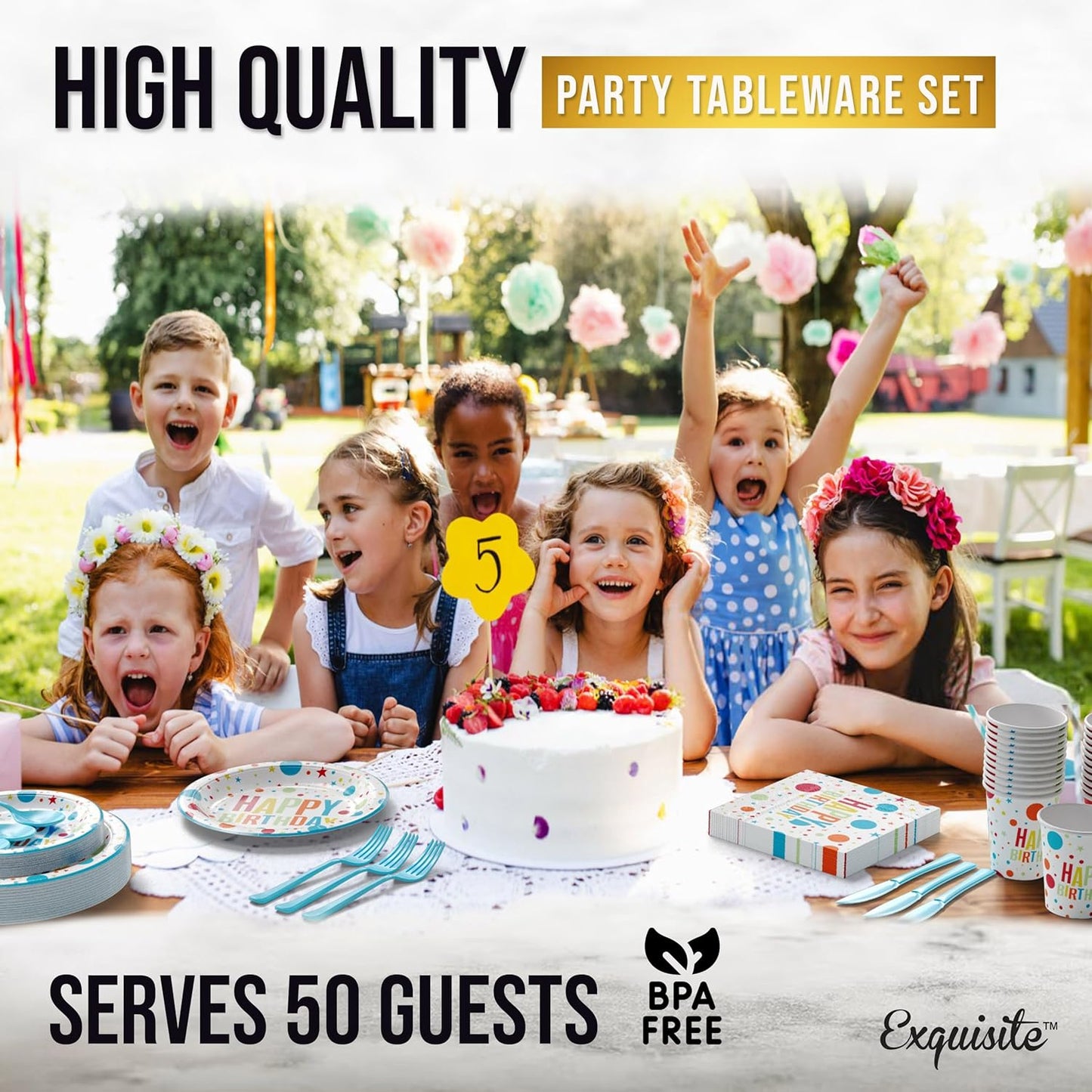 350 Pcs Black Plastic Plates For Party, Black Disposable Plates Set, 50 Of Each 9" Dinner Plate Set, 7" Dessert Plate, Cups, Napkins & Cutlery Plastic Dinnerware Set Exquisite