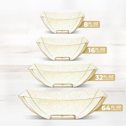 Posh Setting - Clear Plastic Serving Bowls for Party (8oz - 4 Pack) Square, Disposable, Salad & Fruit Bowls for Party Table, Candy Containers for Candy Buffet