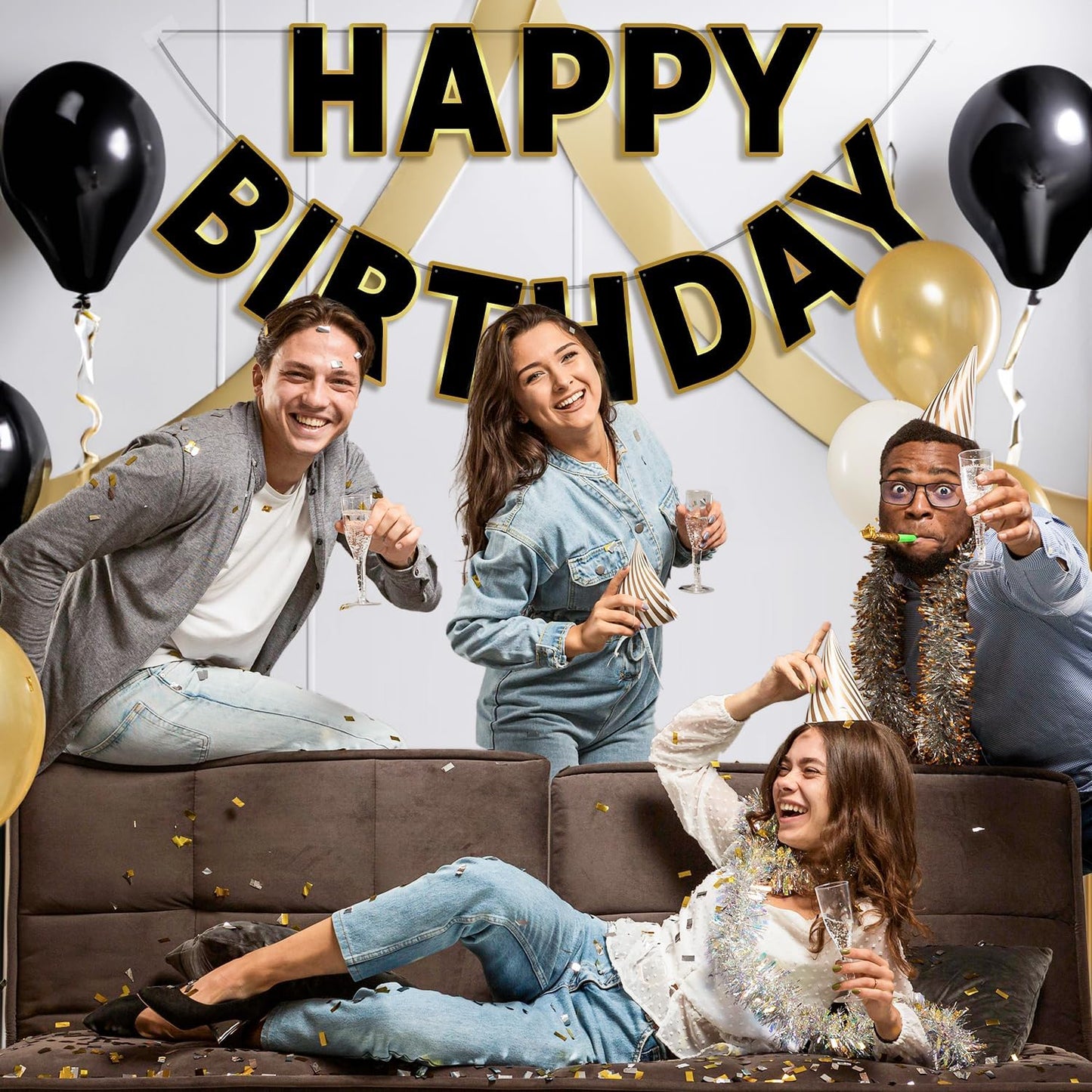 Happy Birthday Banner - 9ft Pre-Strung Happy Birthday Sign for Women, Men, Girls, Boys - No DIY Birthday Decorations & Party Supplies(Macaron)