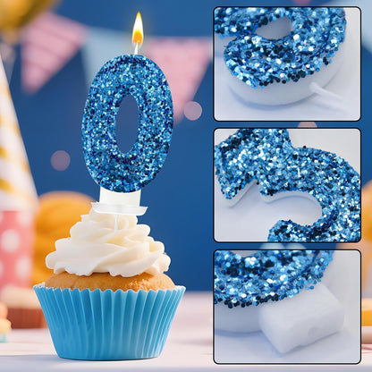 Birthday Number Candles, Glitter Number Candle Cake Decorations with Sequins, Cupcake Decorations for Girls, Women, Party Anniversary Celebrations (Number 6, Purple)