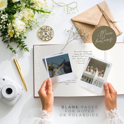 ARTESORI Wedding Guest Book for Reception — Gold-Foiled Guestbook to Sign in, Elegant Baby Shower Guest Book for Party & Birthday — Terracotta Photo & Polaroid Guest Book for Wedding & Bridal Shower