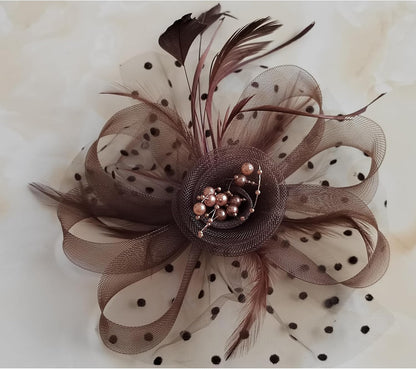 Fascinators Hat Women Tea Party Headband Flower Cocktail Mesh Feathers Hair Clip Kentucky Derby Hat Wedding