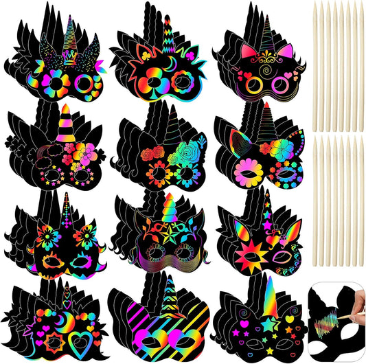 48 Pcs Unicorn Scratch Cards for Kids 12 Styles Rainbow Christmas Scratch Crafts Unicorn Party Favors Gifts for DIY Crafts Home Decoration Art Project Games
