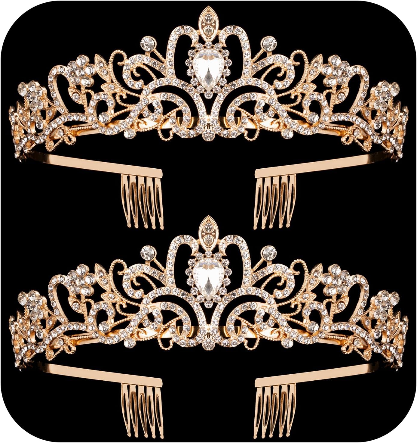 Crystal Tiara Crowns For Women Girls Princess Elegant Crown with Combs Women's Headbands Bridal Wedding Prom Birthday Party