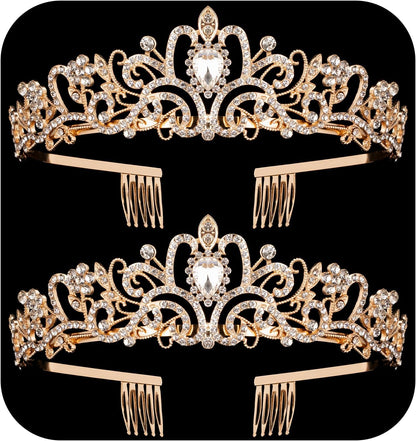 Crystal Tiara Crowns For Women Girls Princess Elegant Crown with Combs Women's Headbands Bridal Wedding Prom Birthday Party