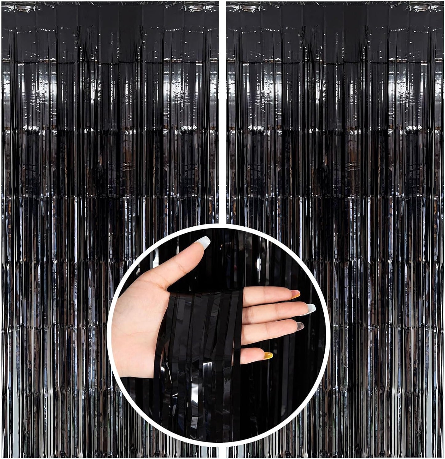 Tinsel Foil Fringe Curtains Wavy Backdrop for Parties Sparkle Metallic Wavy Foil Fringe Backdrop Curtain for Party Decorations Photo Booth Props for Birthday Graduation Wedding