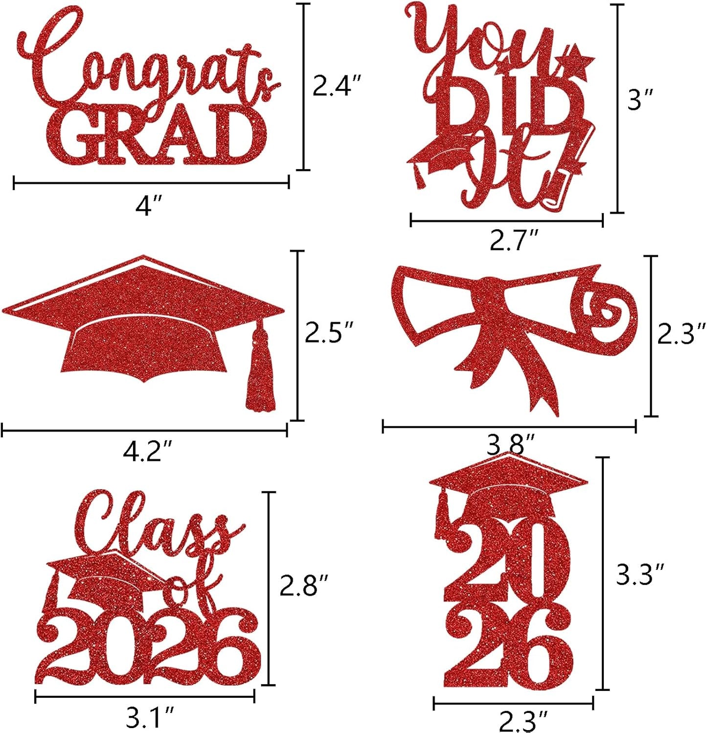 Graduation Centerpiece Sticks 24PCS Glitter Grad Picks Party Table Decor Senior High School College Sign Gold
