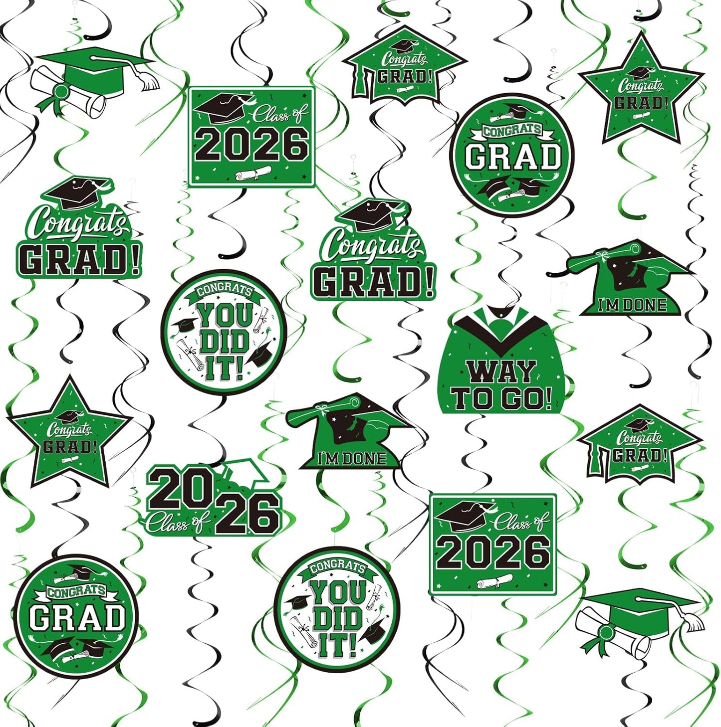 31 Pieces Graduation Decorations Class of 2026, Graduation Hanging Swirl Congrats Grad and Graduation Party Decorations(red, Black)