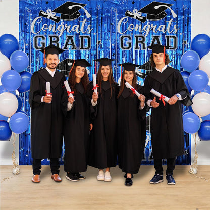 Gradution Party Suppiles Backdrop Decoration 2026, Claas of 2026 Streamer Tinsel Foil Fringe Curtains, Photo Booth Prop Backdrop, Black Grad Photo Backgrounds
