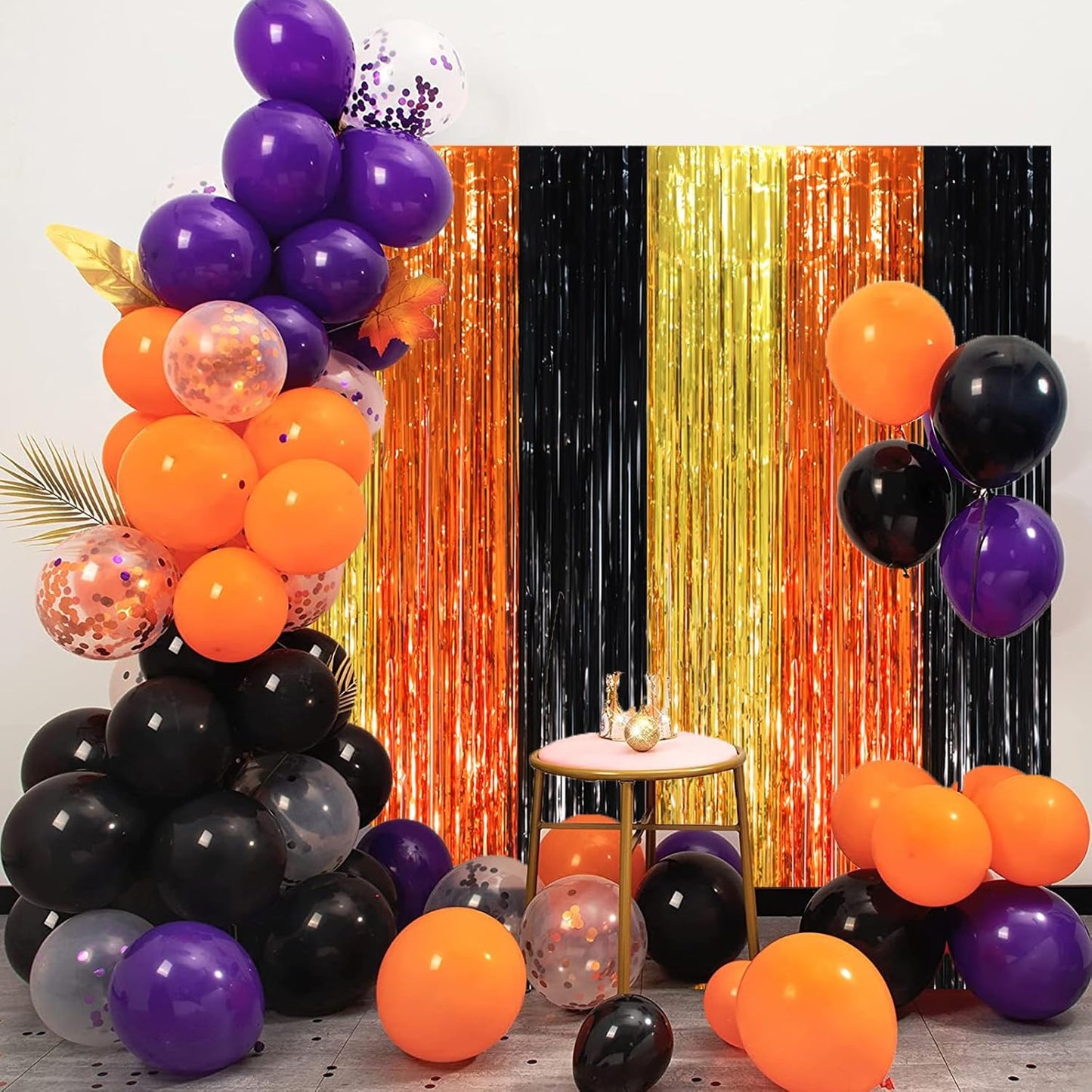 Voircoloria 3 Pack 3.3x8.2 Feet Gold Foil Fringe Backdrop Curtains, Tinsel Streamers, Fringe Backdrop for 2025 New Years Eve, Graduation, Birthday, Baby Shower, Gender Reveal, Disco Party - Colors A