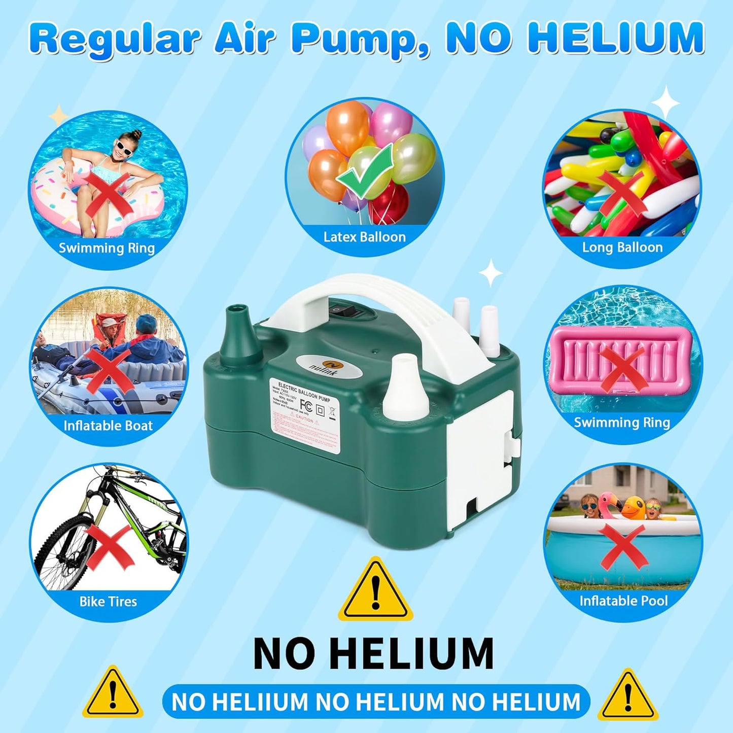 Electric Balloon Pump, Portable Electric Balloon Blower Machine Balloon Air Pump Dual Nozzle 110V 600W Balloon Inflator for Party Decorations
