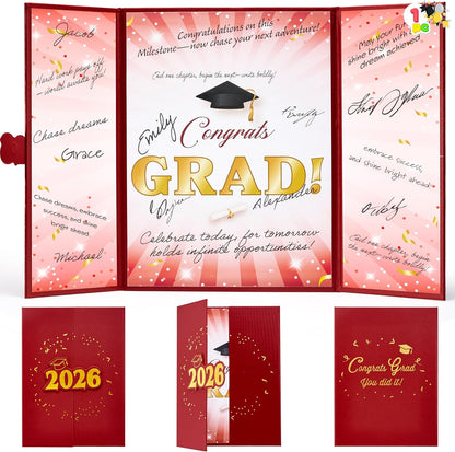 JOYIN 2026 Graduation Guest book Alternative, 12" Blue & Gold Graduation Party Decorations Signature Congrats, Class of 2026 Grad Card for High School College Grad Gift, Party Guest Signing Cardboard