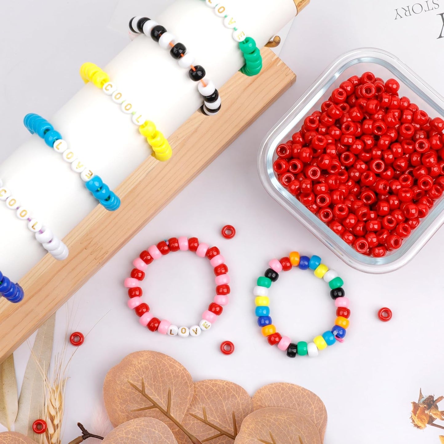 1000Pcs Glow in The Dark Pony Beads 9mm Plastic Kandi Beads Bulk for Friendship Bracelet Necklace Craft Jewelry Making Beads for Hair Braids 9 Color