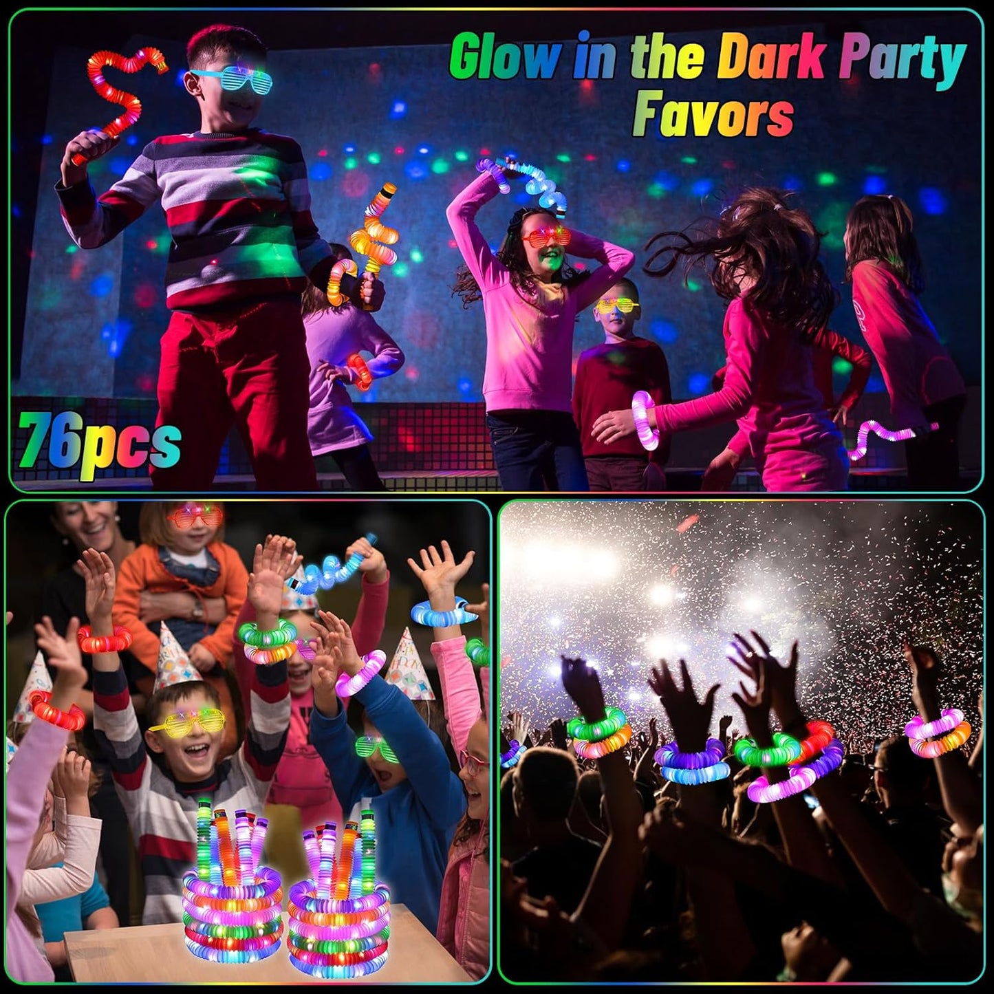 Oleitodh Glow in the Dark Party Supplies Set Bulk Neon Party Favor Toys Includes 30 Led Light up Glasses 10 Color 30 Light up Foam Sticks Bulk for Disco Wedding Birthday Concert Halloween Raves Party