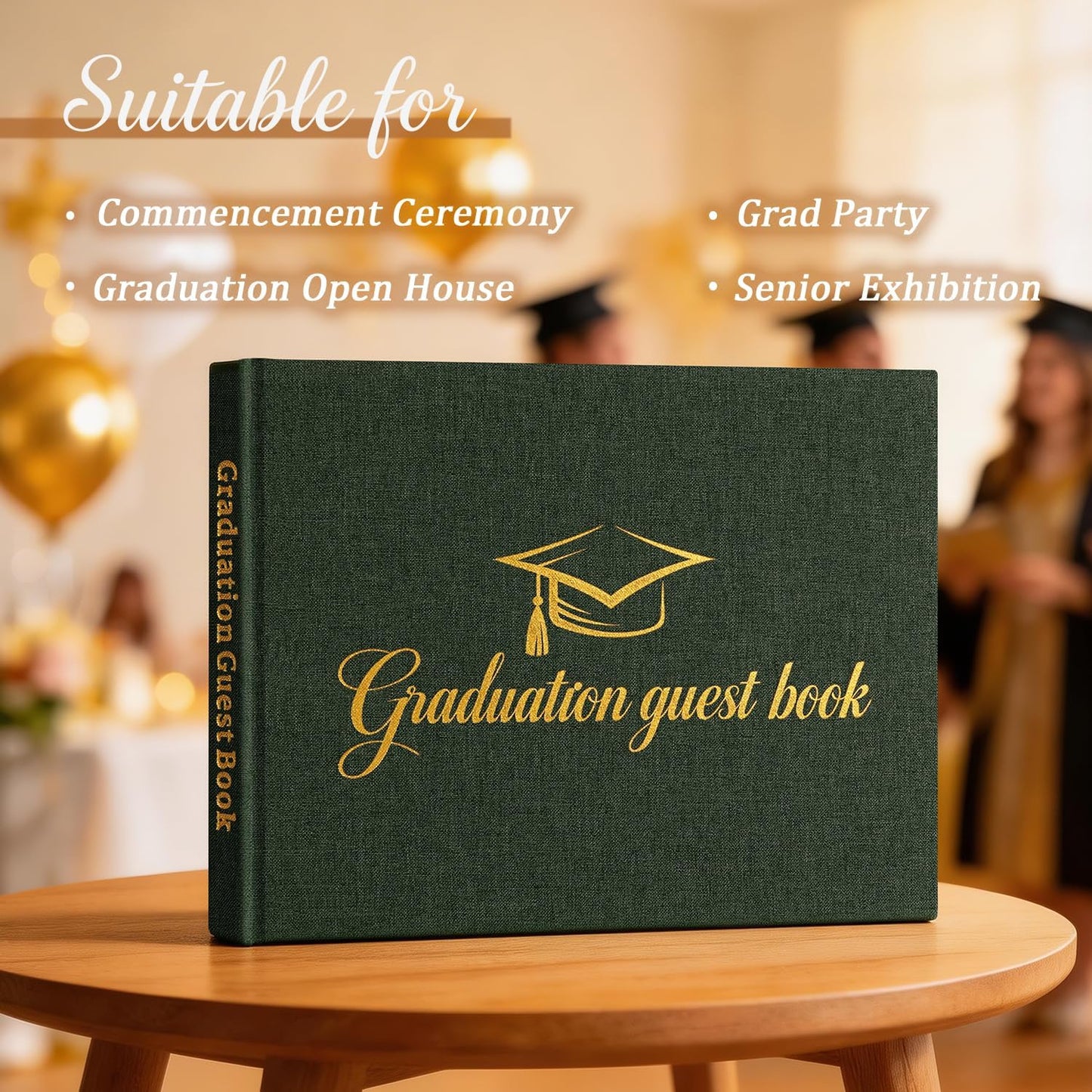 Artmag 2026 Graduation Guest Book Fabric Hardcover Signs Signature Graduation 100 Pages Guest Book Grad Memory Scrapbook for College Gifts (Black)