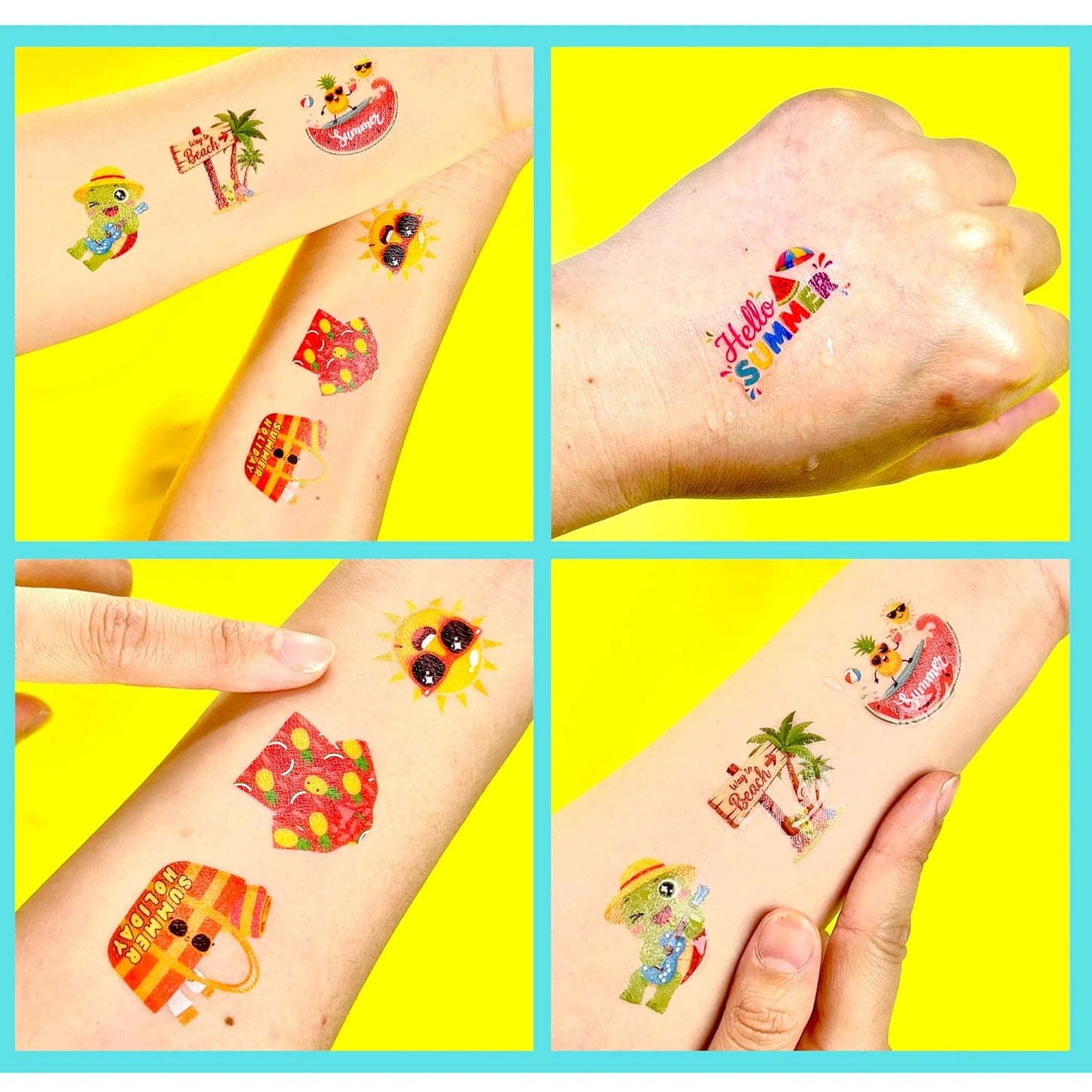 Tropical Flower Hawaiian Temporary Tattoos for Kids - 96 PCS Pre-cut Hawaii Luau Hibiscus Plumeria Party Favors Flower Summer Waterproof Stickers for Summer Aloha Party Decoration Supplies