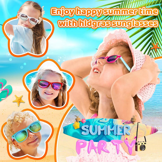 18 Pack Kids Sunglasses Bulk Party Favors, Neon Sunglasses with UV400 Protection for Kids Age 3-8,Great Gift for Birthday ，Graduation Party Supplies Party, Beach, Pool，Boys Girls Goody Bag Stuffers