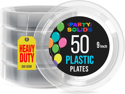 Exquisite Party Solids Red Plastic Plates For Party Supplies 10" Red Disposable Plates Heavy Duty 50 Pcs Plastic Dinnerware Sets Heavy Duty 350 GSM Disposable Dinnerware Set