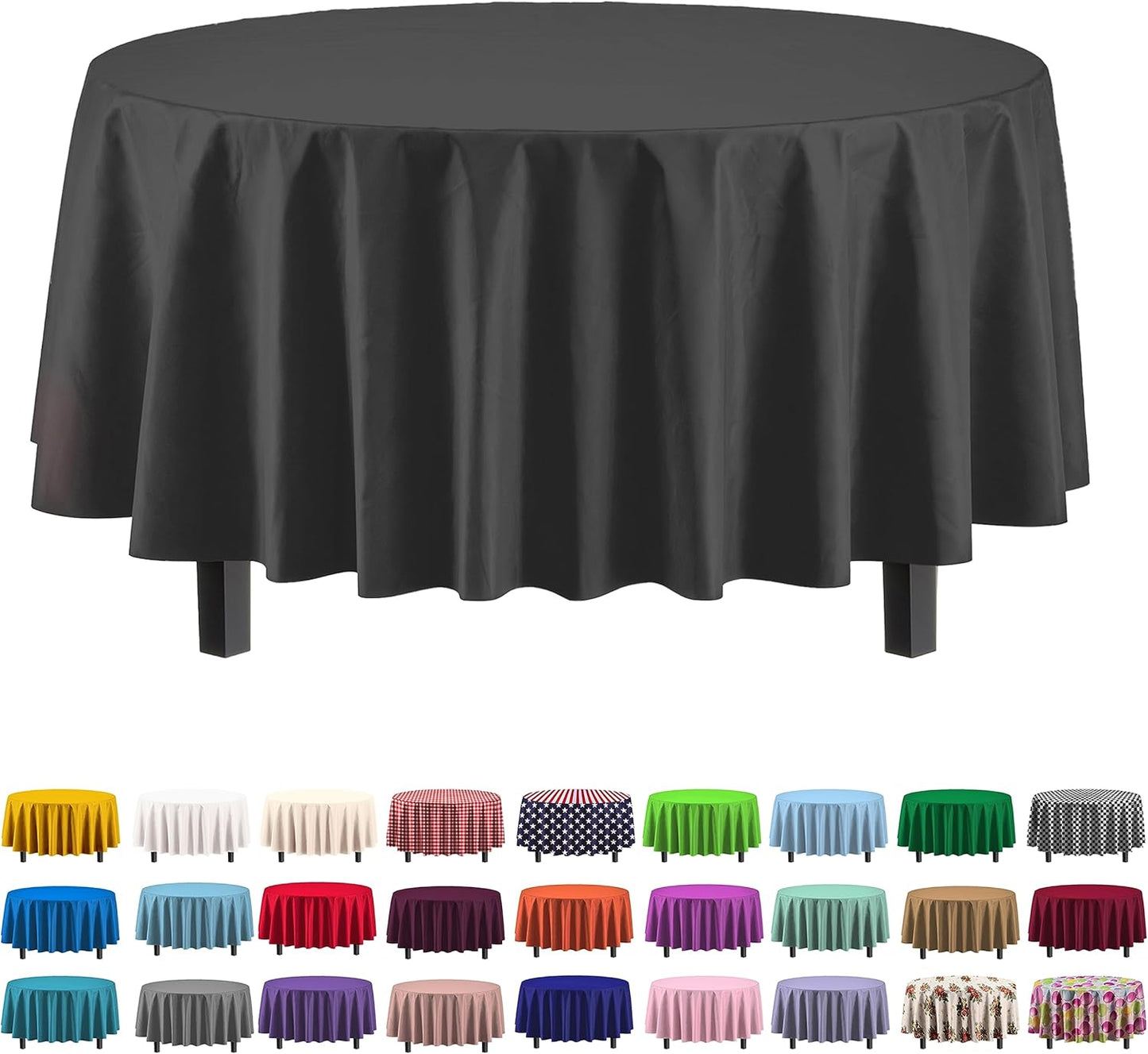 12-Pack Premium Plastic Tablecloth 54in. x 108in. Rectangle Table Cover - Dark Blue - Colors B