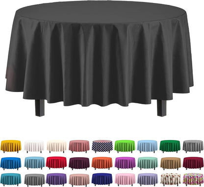 12-Pack Premium Plastic Tablecloth 54in. x 108in. Rectangle Table Cover - Dark Blue - Colors B