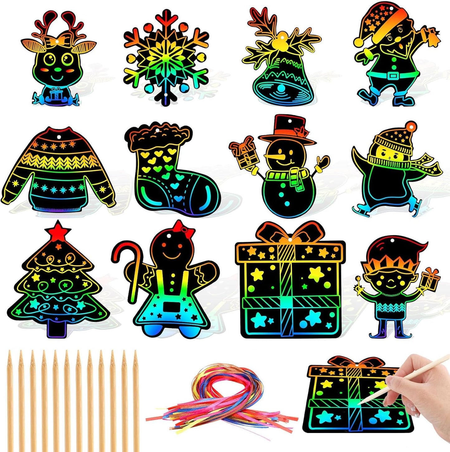 JULMELON 36 PCS Ocean Crafts, Rainbow Scratch Art Under The Sea Party Favors DIY Magic Color Summer Ocean Animals Scratch Cards for Summer Party Favors School Activities