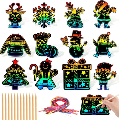 JULMELON 36 PCS Ocean Crafts, Rainbow Scratch Art Under The Sea Party Favors DIY Magic Color Summer Ocean Animals Scratch Cards for Summer Party Favors School Activities