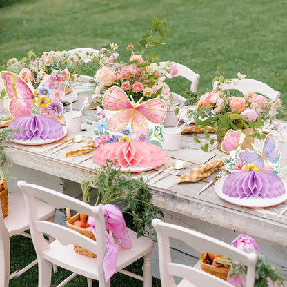 SUNBEAUTY 4PCS Honey Bee Honeycomb Centerpieces Decorations Yellow Bee Honeycomb Table Centerpieces with Sunflower Stickers for Baby Shower Birthday Gender Reveal Birthday Decoration