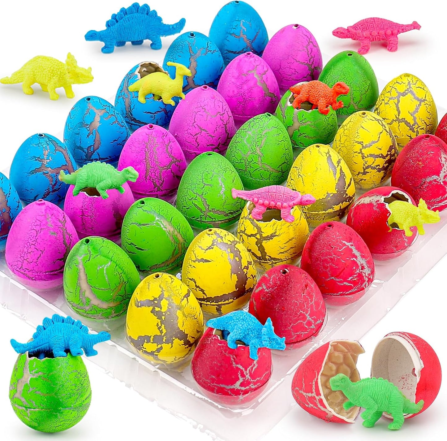 60PCS Small Hatching Dinosaur Eggs for Dinosaur Birthday Party Favors Summer Goodie Treat Bag Stuffers Classroom Carnival Prizes Bulk Pinata Fillers Novelty Grow in Water Dino Eggs with Toys Inside