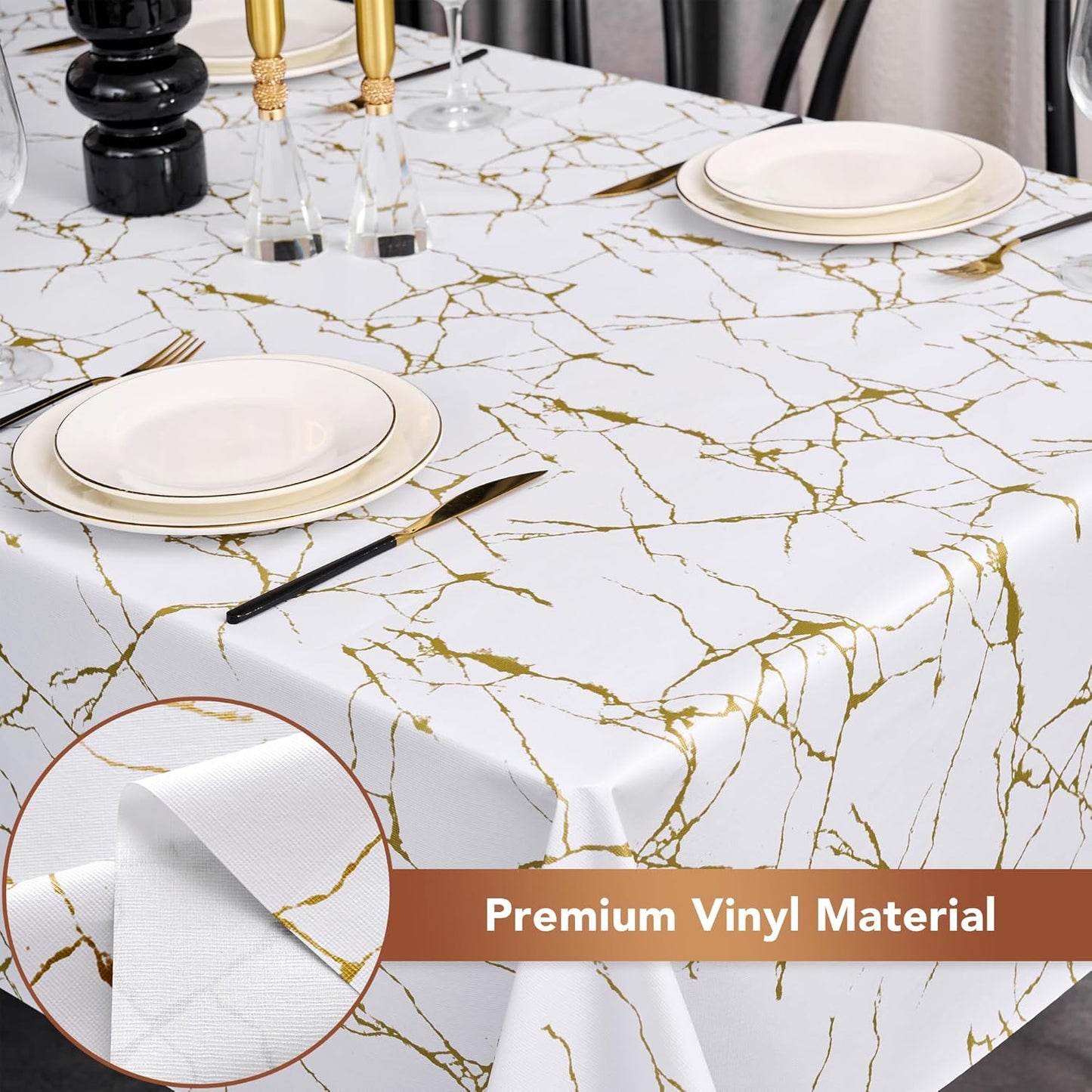 sancua Clear Plastic 100% Waterproof Tablecloth - 54 x 78 Inch - Vinyl PVC Rectangle Table Cloth Protector Oil Spill Proof Wipe Clean Table Cover for Dining Tables, Parties & Camping, Crystal Clear