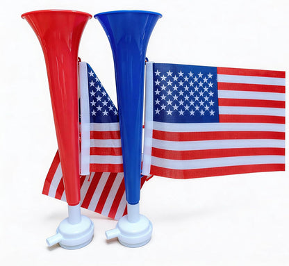 2Pcs Stadium Horns - Loud Sturdy Plastic Trumpets for Sports Events, Parties and Celebrations | Vuvuzela-Style Noise Makers for Crowd Cheering, Graduation, Parades, Birthday Parties