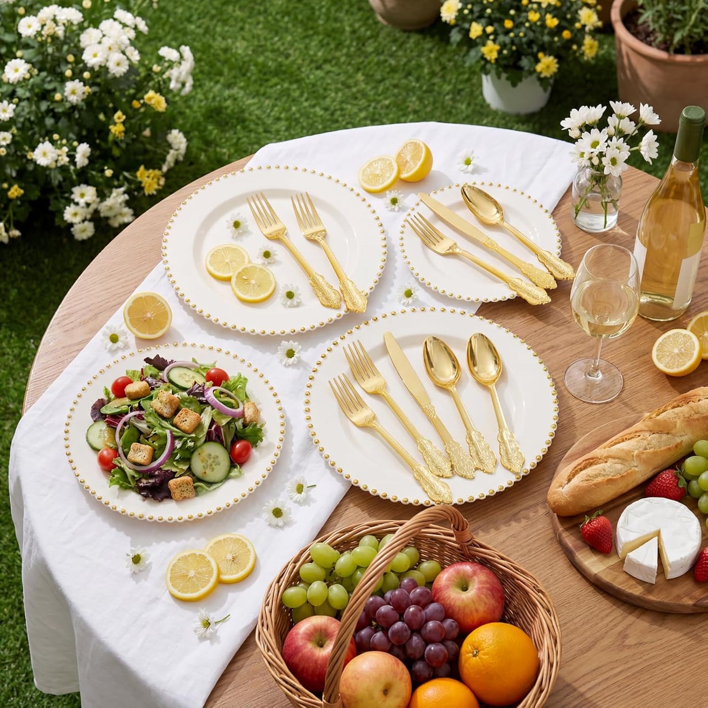 Supernal 360pcs Silver Plastic Cutlery,Elegant Plastic Silverware,Silver Hammed Silverware,Disposable Flatware,Include 120 Forks,120 Knvies,120 Spoons,Perfect for Birthday,Party,Wedding