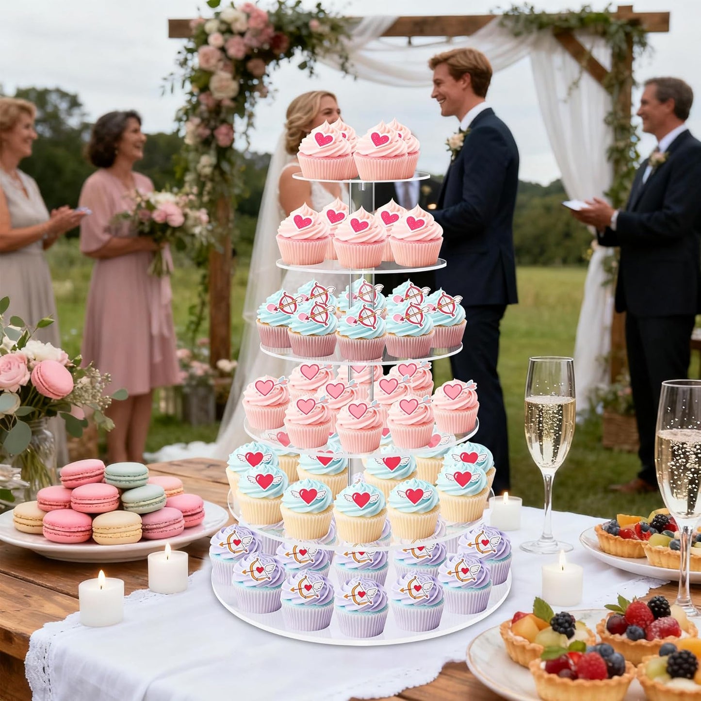 Acrylic Cupcake Tower, 7-Tier Round Cake Stand for 100 Cupcakes, Dessert Display for Parties & Weddings
