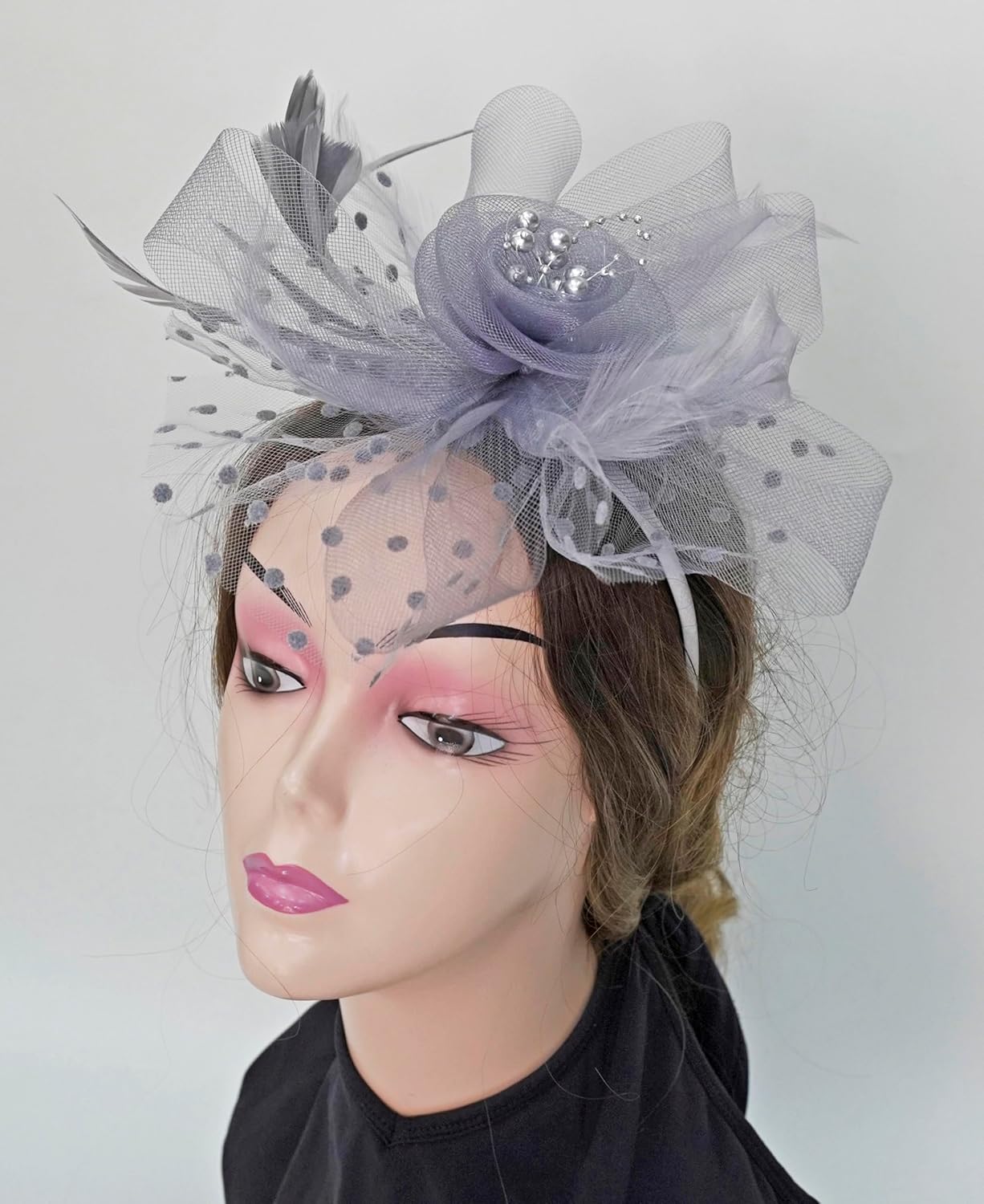 Fascinators Hat Women Tea Party Headband Flower Cocktail Mesh Feathers Hair Clip Kentucky Derby Hat Wedding