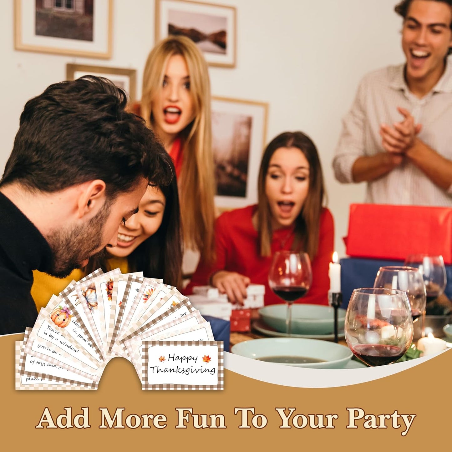 Thanksgiving Treasure Hunt Clue Game, Fall Scavenger Games for Adults, Happy Thanksgiving Party Activities, Autumn Pumpkin Party Supplies (16 Cards with 16 Colorful Envelopes) -01