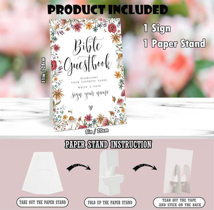 Wild Flower Audio Guest Book Sign, Baby in Bloom Love is in Bloom Decorations, Bridal Shower Baby Shower Wedding Signs for Reception, Floral Party Table Decor, 8 x 11 Inch