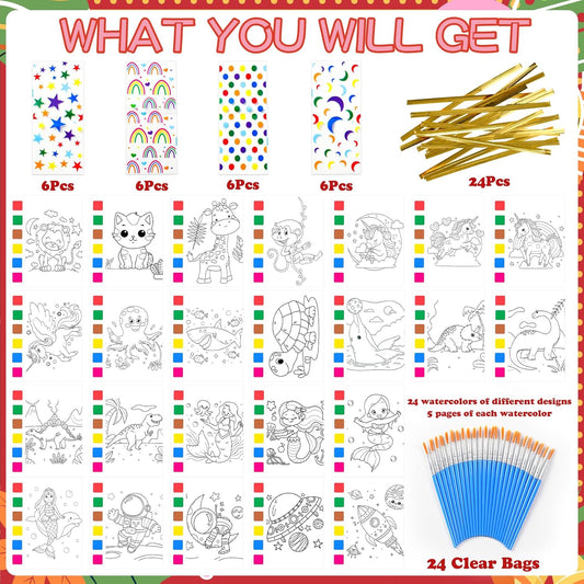 Sigilyer Water Coloring Books Party Favors for Kids 4-8, 24 Pack(192 PCS) Mini Coloring Books with Goodie Bag Stuffers for Kids Birthday Gifts Bulk Art Crafts Classroom Prizes School Paint Supplies