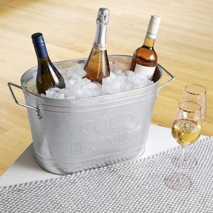 Twine Cheers Beverage Tub, Galvanized Tubs for Entertaining, Drink Buckets for Parties, Large Ice Tub and Gift Basket, Beer Buckets, Cream, 6.3 Gallons Set of 1