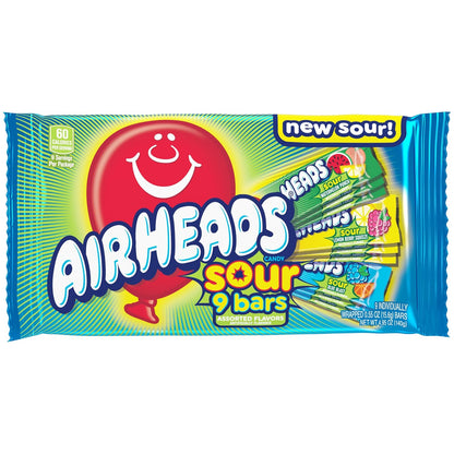 Airheads Full-Size Candy Bars, Taffy Candy Bulk Variety Pack, Individually Wrapped, Six Assorted Fruit Flavors Artificially Flavored, 60 Count Box